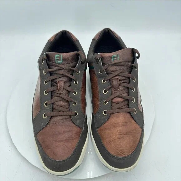 FootJoy Contour Casual Men Size 11M 54275 Dark Brown Green Leather Golf Shoes - Picture 3 of 12